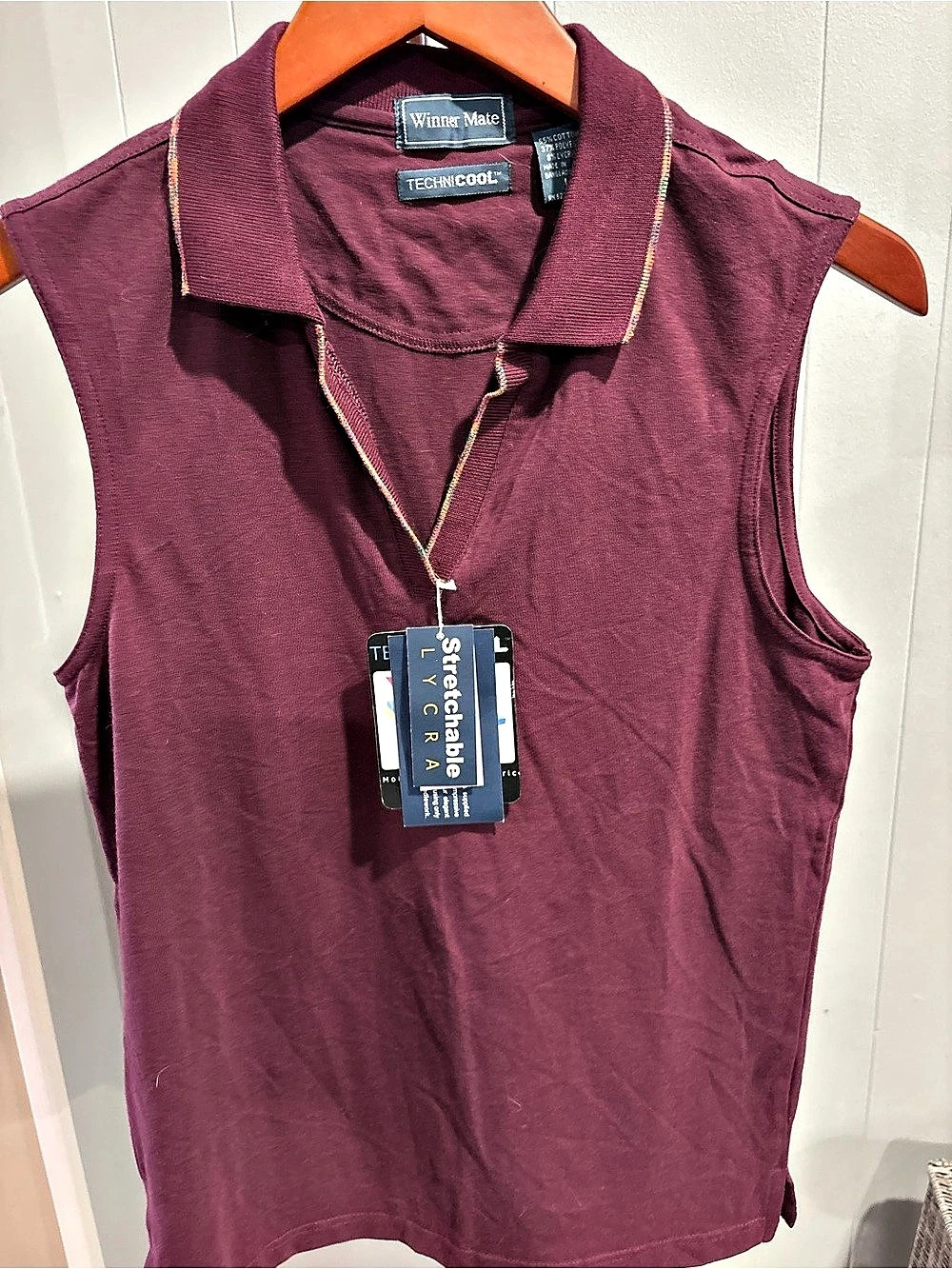 Winner Mate TechniCool Sleeveless Polo Top in Burgundy NWT